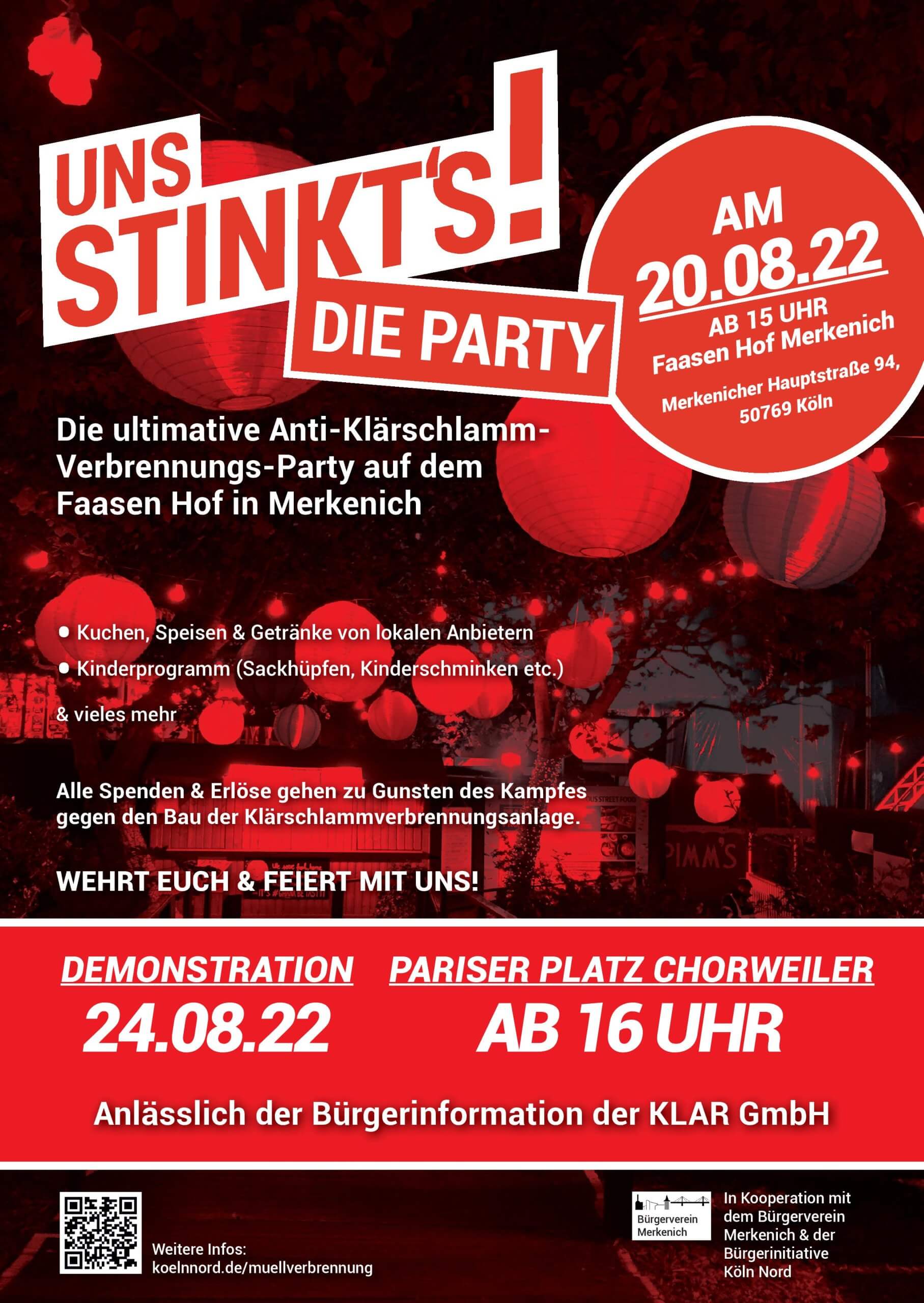 Uns stinkts! Fundraising Event gegen den Bau der Klärschlammverbrennungsanlage