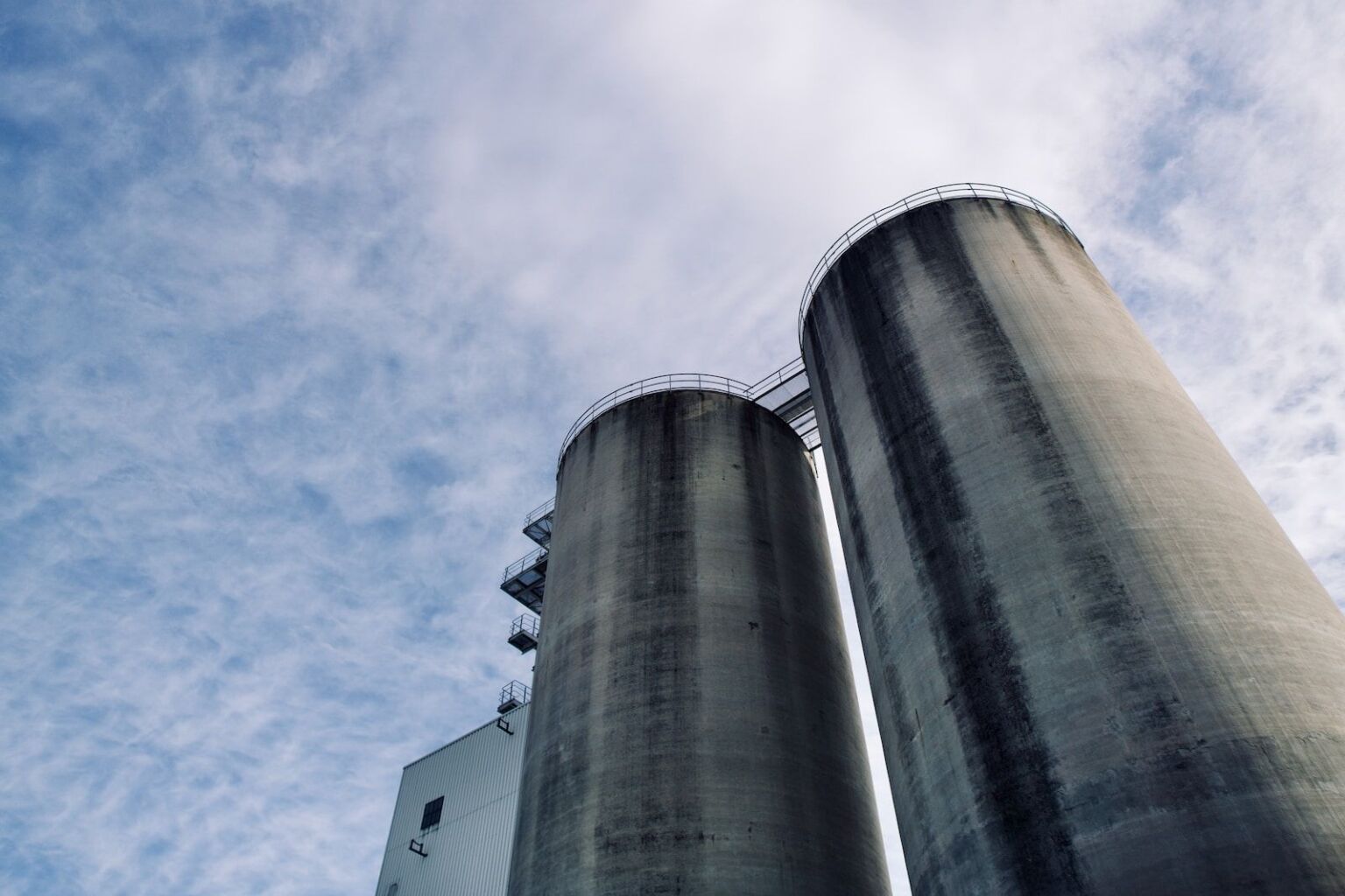 a group of large cylindrical structures