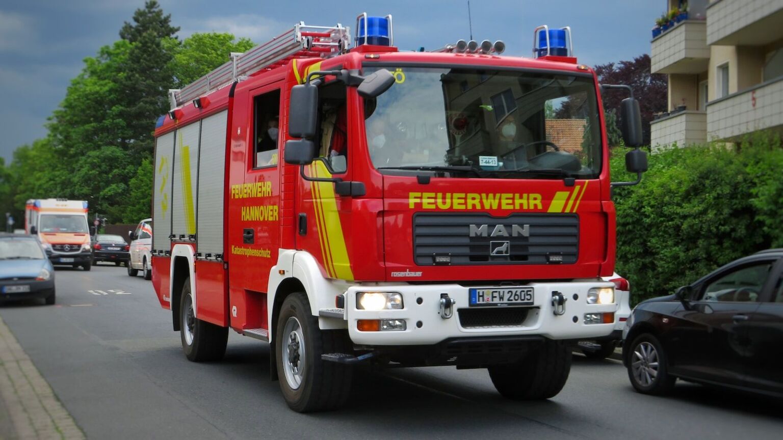 red and white fire truck